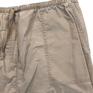 LL BEAN Women’s Medium Petite Khaki‎ Skirt Tan Expandable Waist Pockets Midi